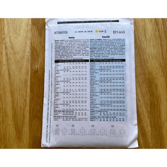 Butterick B5469 Womens Jacket Sewing Pattern Sizes 14-20 NEW - Picture 4 of 4